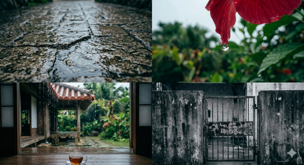 沖縄の雨の景色